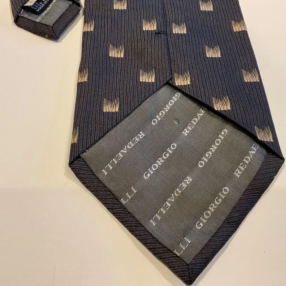 Giorgio Redaelli silk Neck Tie Men's Luxury Silk Classic Italy Blue geometric